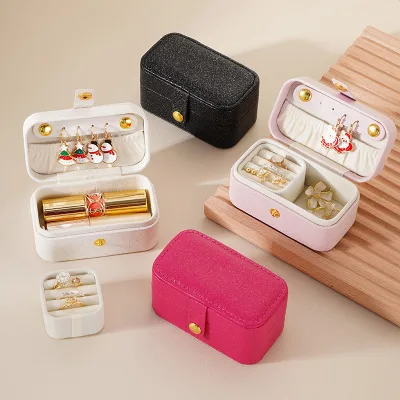 Compact Velvet Travel Jewelry Case - Portable Organizer Box for Earrings/Rings/Necklaces with Gift Ready Packaging