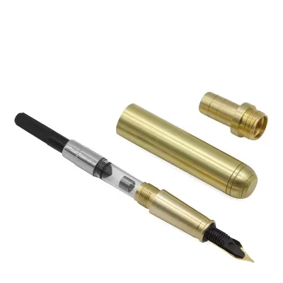 Solid Brass Pen Parts Kit DIY Woodturning Wooden Tubeless Fountain Roller & Ball Pen Metal Material for Crafting