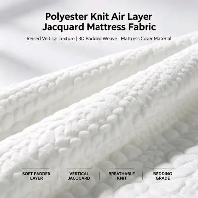 Factory Supply Custom Embossed Vertical Pattern Polyester 3D Air Spacer Knitted Home Textile Mattress Fabric