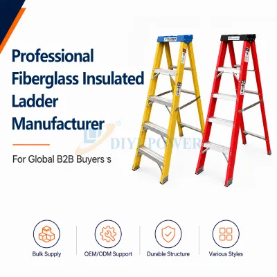 DIYU Modern Anti-Conductive Fiberglass Step Ladder Non Slip Aluminum Steps Power Electrician Maintenance Household Warehouse