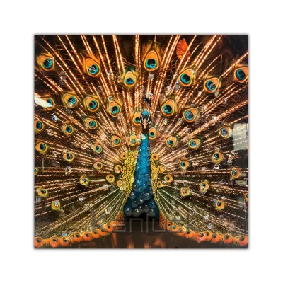 Beautiful Modern Peacock Animal Canvas Art Print with Digital Printing Frame 6-Color Lacquer Finish for Home Decor
