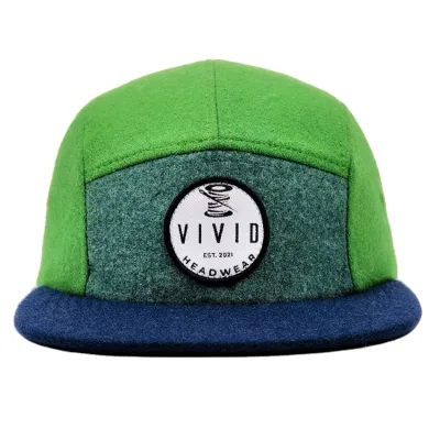 Free Shipping's Wholesale Men Snapback Luxury Five Camping Running Cap Colorful 5 Panel Wool Camp Hat With Woven Patch