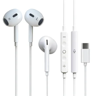 Semi In-ear Headphones Type-C Wired Earbuds Custom Fit Hands-free Call Volume Control Comfortable Daily Commute Travel