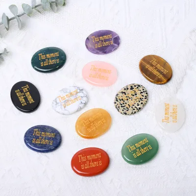 Wholesale New Healing Crystal Crafts Natural Semi-precious Stone Engraving Words Crystal Worry Stone for Gifts