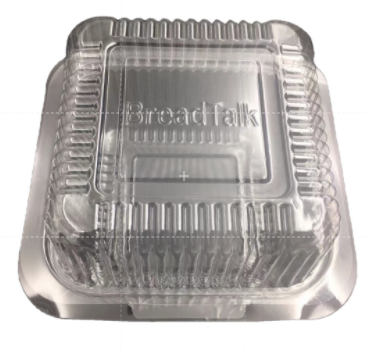 New Arrival Clear Disposable Takeaway Food Packaging Boxes 5 Inch Square BOPS Embossing Hamburger & Potato Chips & Salad & Sugar
