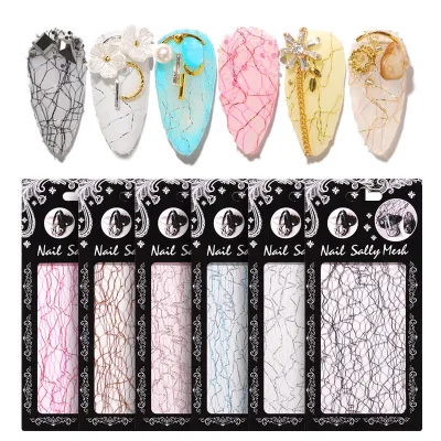 Trending Nail Finger Decoration Luxury Gold Silver Strip Line Cute Nail Sally Mesh Nail Art Stickers