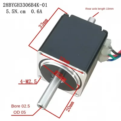 Hybrid Stepper Motor Central Hole Shaft (5mm) Threaded Hole for 28 Stepper Motor 12V DC 2-Phase Nema 14 Frame 1.8 Step Angle