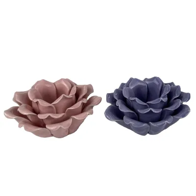 4.5 Inch Ceramic Lotus Candle Tealight Holder, Porcelain Candle Lamps Holder Night Light Candlestick