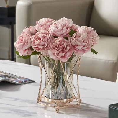 Nordic Light Luxury Metal geometric candlestick vases Flower Bouquet Living Room TV Cabinet Table Desktop Home Decoration