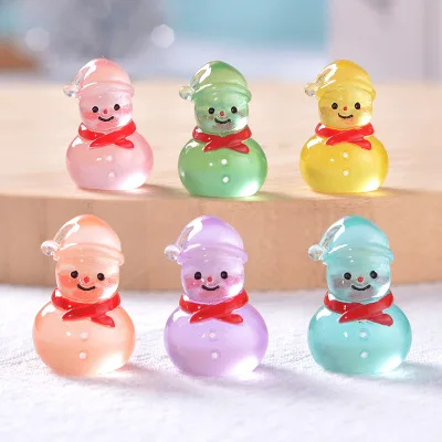Glow in the Dark Snowman Miniatures Luminous Miniature Snowman Figurines Micro Fairy Garden Decor