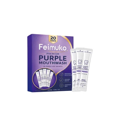 Feimuko Purple Refreshing Mouthwash Alcohol-Free & Sensitivity Safe Mint Fragrance Enhances Brightness & Fresh Breath