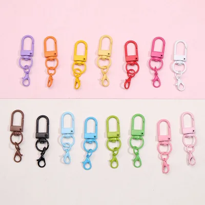 Candy Color Pink Purple Alloy U-Shaped Clasp With Lobster Clasp for Keychain bag Hooks Baked Paint Bracelet Connector