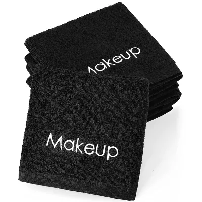 Wholesale Soft Bamboo Washcloths Makeup Cleaning Towel Bamboo Cotton Embroidery Black Makeup Remover Towels