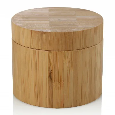 Wholesale Empty 15g 30g 50g 80g 100g Cosmetic Face Cream Storage Bamboo Jars with Aluminum Collar and Bamboo Packing