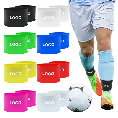 Customizable Football Shin Protection Strap High Elastic Silicone Anti Slip Leg Guard Sleeve Washable 3 Sizes