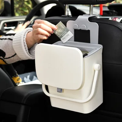 Plastic Bin Mini Trash Can Wall Mounted Trash Bin Hand Pressing Car Trash Can Waterproof Odorless Garbage Can