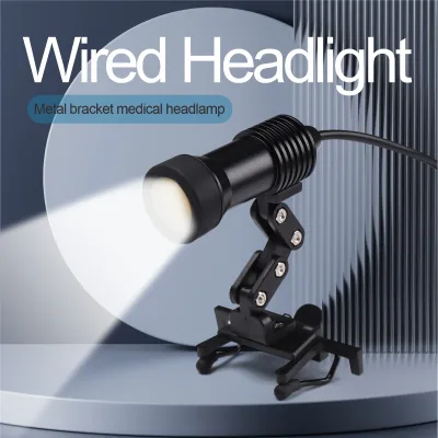 Dental Front LED Headlight 5W Surgical Headlamp Oral Lamp Metal Clip Battery Optional Yellow Filter