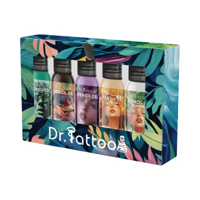 Dr. Tattoo 5-Color Temporary Tattoo Transfer Gel Safe Hygienic with Clear First Five Scents Product Category Tattoo Stencils