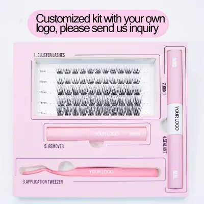 High Quality DIY Lash Extension Kit Bonds Sealer Remover Manufacture Dan Eyelashes Clusters C D Curl Natural Lashes Clusters
