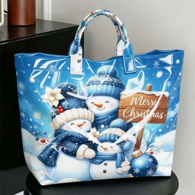 New Design Christmas Tote Bags with Handles Gift for Girls Personalized Reusable Happy Xmas Handbag Totes Bags Party Supplies