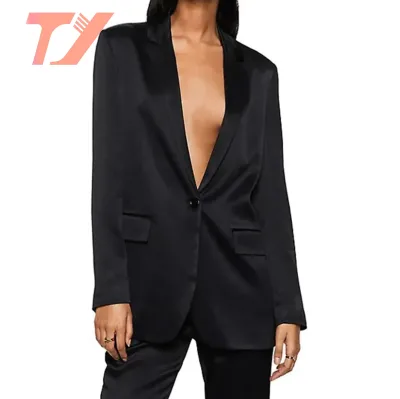 TUOYI Casual New Basic Style Women's Suit 3D Packet High Quality Black Suits