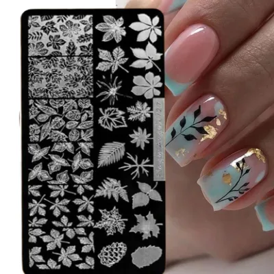 New Flower Nail Stamping Plates Maple Leaf Pattern Nail Art Image Plate Printing Stencil Templates Mold Nail Printing Tools