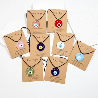 Hot Selling Colorful Evil Eyes Necklace 3cm Round Glass Devil's Eye Pendant Necklace Good Luck Protection Jewelry for Women Men
