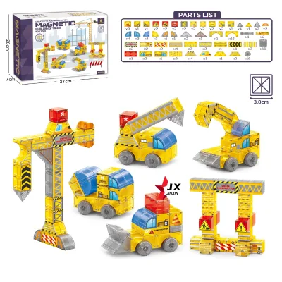 2026 Engineering Theme Game DIY Puzzle Educational Plastic Magnetic Toy 3cm Magnetic Cube Building Blocks for Kids 3age+