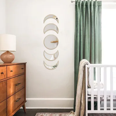 Hot Design Natural Rattan Half Moon Luna Wall Hanging Mirror Wall Hanging Decor