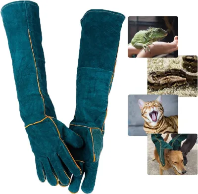 Bite Resistant Animal Handling Gloves Double Leather Padded Waterproof Anti-Slip Protective Gloves for Dogs
