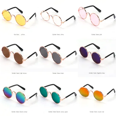 Eye-wear Protection Dazzle Metal Props Pet Glasses Fashionable Puppy Cat Dog Sunglasses