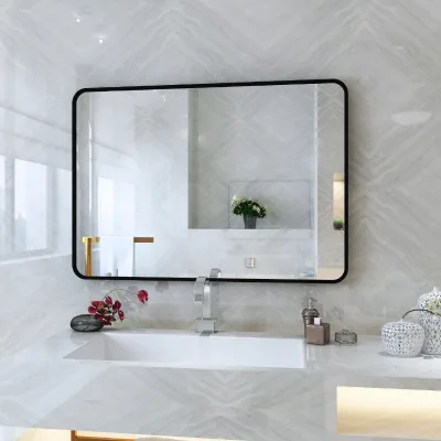 Customized Metal Framed Luxury Bedroom Aluminum Alloy Frame Household Bedroom Wall Mounted Framed Mirror