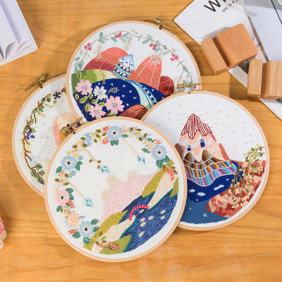 DIY Embroidery With Hoop Landscape Pattern Painting Needlework Cross Stitch Sewing Kit Home Decoration