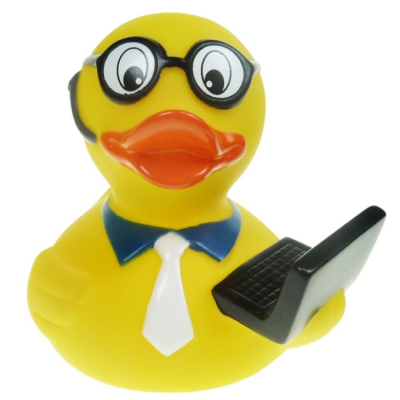 Custom Logo Computer Duck Glasses Rubber Bath Floating Duck  Bath Toys  3 Inch Rubber Ducks for Children Gift