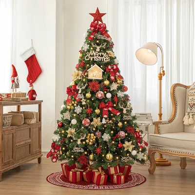 New Large Plastic Christmas Tree Luxurious Subtly Opulent Instagram-style Aesthetic Light-up Lifelike Indoor Decoration Home