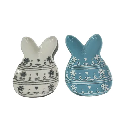 Hand painted 7 inch ceramic butter dish for Easter decoration