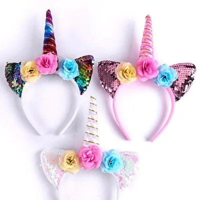 Beejay Selling Birthday Party Children Glow-in-the-dark Flashing LED Performance Props DIY Hair Accessories Unicorn Headband