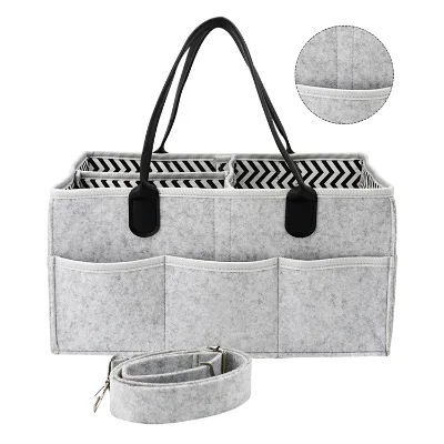 Newborn Baby Collapsible Felt Water Resistant Diaper Caddy Travel Nappy Tote Bag