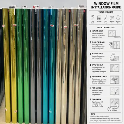 PET Building Solar Window Film 2 Ply Heat Insulation Anti UV Reflective Glass Tint for Home Office Window