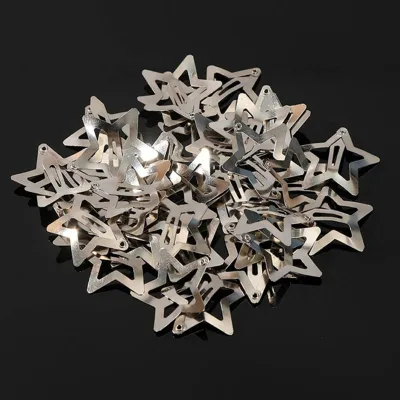 Silver Star Hair Clips for Girls Metal Snap Clip Hairpins Barrettes Hair Grip Jewel Hair Accessories