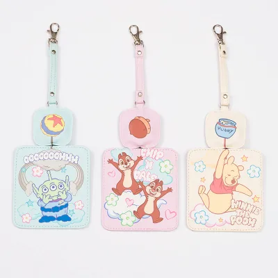 Fashion Cartoon Printed Name Badge ID Card Case Keychain Girly Cloud Leather Retractable Holder for Keys Model DS-188-534