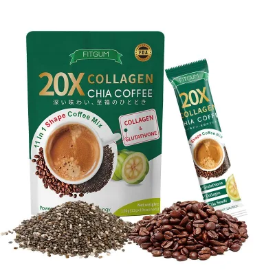TK Hot-Selling Collagen Coffee With Chia Seeds Original Flavor Coffee 120g 10 Sachets Bag Herbal Extract Instant Coffee