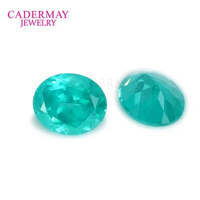 Cadermay Paraiba High Quality Lab Grown Paraiba YAG Oval Shape 5x7mm-10x14mm Paraiba Color Loose Gemstone with Inclusions