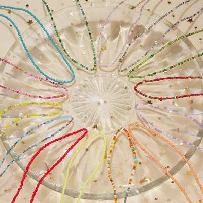 Bohemian Millet Beaded Necklace Rainbow Color Diamond Wholesale Glass Seed Beads