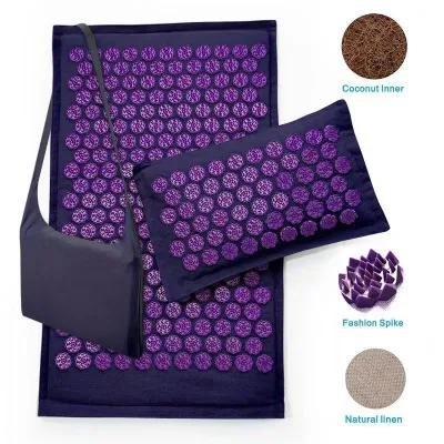 Eco-friendly Akkupressur Matte and Pillow Set Back and Neck Pain Relief Acupressure Massage Mat Acupuncture Mat Manufacturers