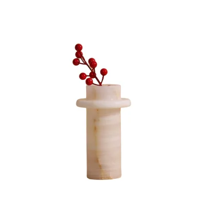 Luxury Crystal Marble Flower Vase Modern Simplicity White Onyx Stone Vessel for Decorative Living Room Stone Vases