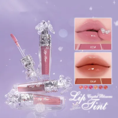 Crystal Flower Watery Lip Glaze Glass Lip Gloss Long-lasting Moisturizing Hydrating Lip Oil