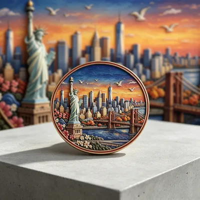 Raised Relief Embossed Design 3D Die Cast Soft Enamel Finish Aluminum Fridge Magnets Custom Shape for Souvenir & Collectible