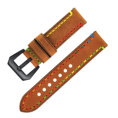 Heqi Retro Handmade Watch Band Quick Release Vintage Leather Watch Strap Replacement 18mm 20mm 22mm 24mm