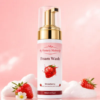 Private Label Feminine Foam Wash Strawberry Scent pH Balanced Intimate Care Cleanser OEM Manufacturer Honey Sister